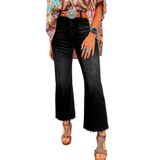 Jeans Femininos Elegantes, Cintura Alta, Perna Larga, Flare, Pretos, Tamanho 8