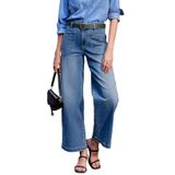 Jeans Sidefeel, Femininos, Pernas Largas, Cintura Alta, Elásticos, Azul Celeste