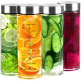 Garrafas De Suco De Vidro Poweco 500ml, Pacote Com 4 Bocas Largas Com Tampas