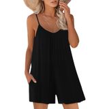 Macacão Feminino Casual De Verão Sem Mangas Preto Xxl