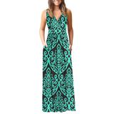 Vestido Longo Feminino Auselily Com Decote Em V Profundo, Solto, Liso, Preto, 3gg