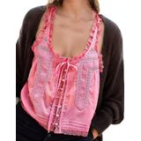 Camiseta Regata Feminina Funtour Com Acabamento Em Renda, Praia, Férias, Rosa