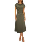 Vestido Formal Happy Sailed, Gola Alta, Cintura Franzida, Verde