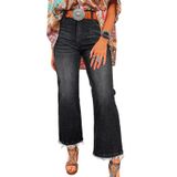 Jeans Astylish Flared Leg, Cintura Alta, Para Mulheres, Tamanho 8, Cinza