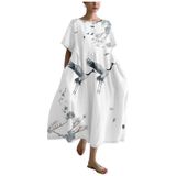 Vestido Marsvovo Azul De Linho Para Mulheres De Verão Plus Size Xl