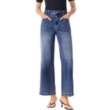 Jeans Sidefeel, Femininos, Cintura Alta, Pernas Largas, Azul, Tamanho 14