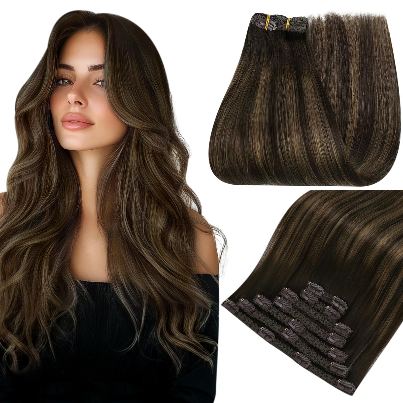 Extensões De Cabelo Clip In Easyouth Real Human Hair 18 Polegadas 100g