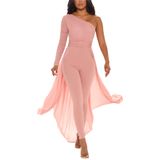 Macacão Feminino Chicyes De Manga Comprida Bodycon Rosa
