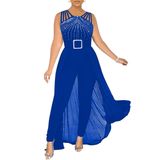 Macacão Feminino Chiques, Elegante, Sobreposição, Strass, Azul