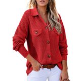 Jaqueta Shacket Astylish Feminina Waffle Knit Racing Red Xxl