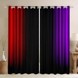 Cortinas De Janela Feelyou Abstract Ombre Red Purple Black 2 Painéis