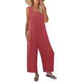 Macacão Regata Solto Casual Casual De Verão Romper Nfsion Rosa