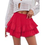 Saias Lomon Flowy Ruffle Saia Em Camadas De Crochê De Cintura Alta Y2k