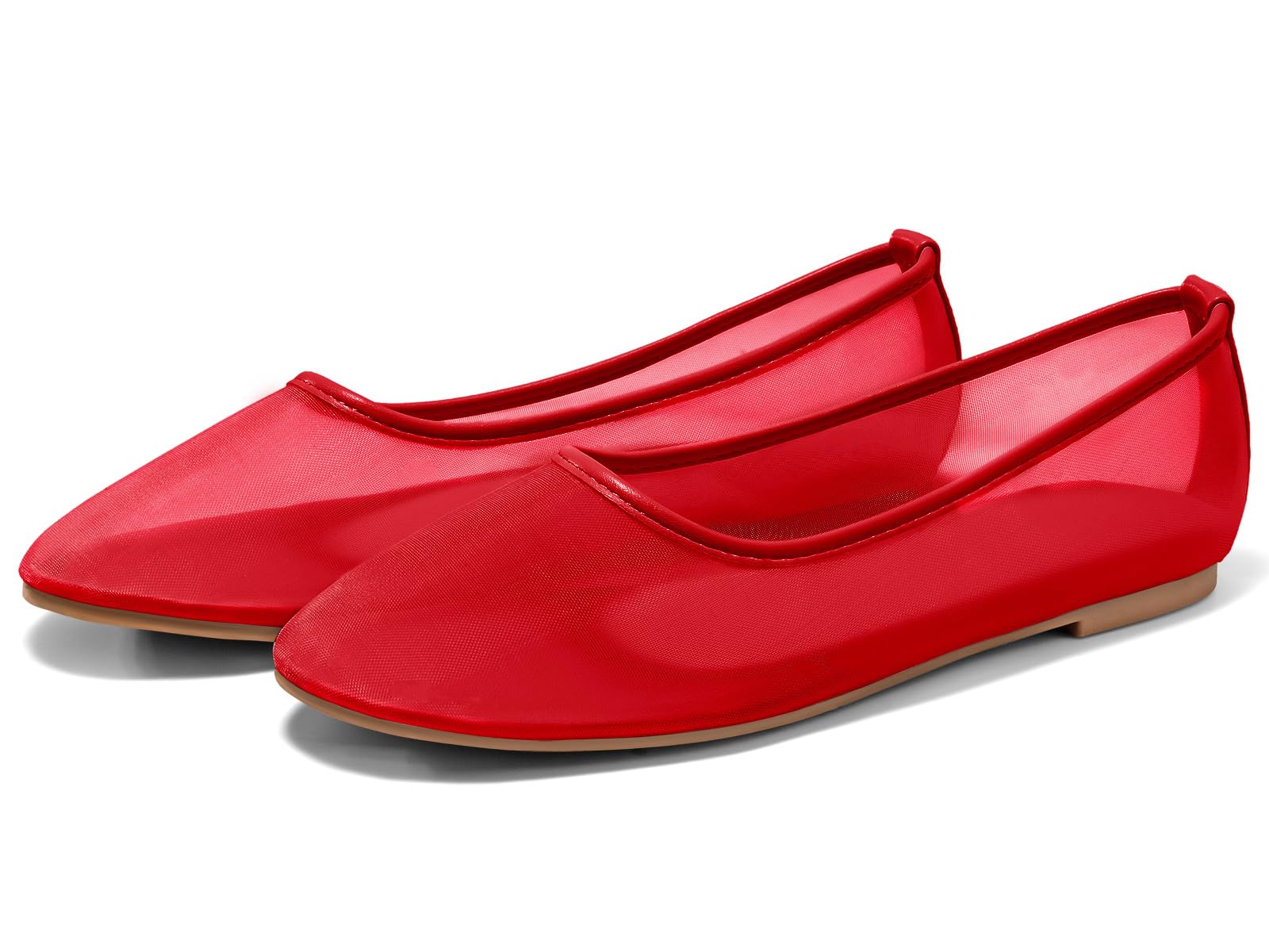 Ballet Flats Coutgo Womens Mesh Slip On Red Casual Work