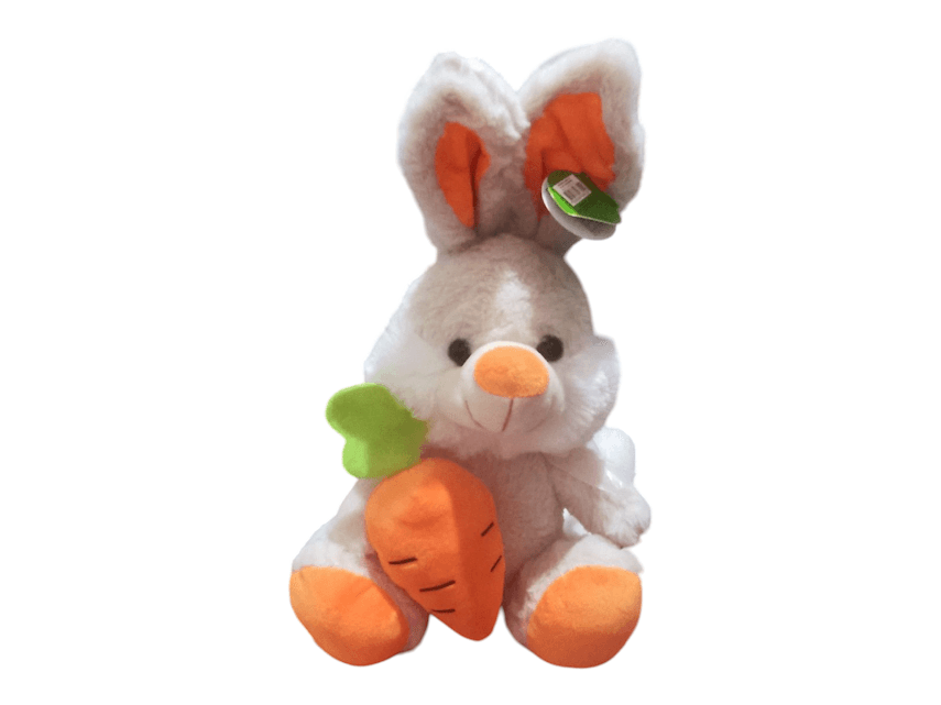 Coelho Da Páscoa Com Cenoura De Pelucia E Laço No Pescoço