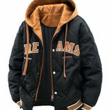 Jaqueta De Inverno Masculina Sijidou Com Capuz Bordado Preto G
