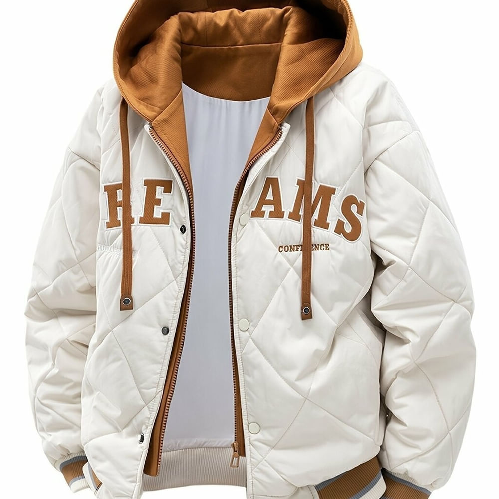 Jaqueta De Inverno Masculina Sijidou Com Capuz Bordado Caqui P