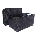 Caixa 15 Litros Preta Cesto Rattan Organizador De Roupas