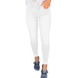 Jeans Shewin, Cintura Alta, Magros, Bainha Crua, Femininos, Brancos, Tamanho 8