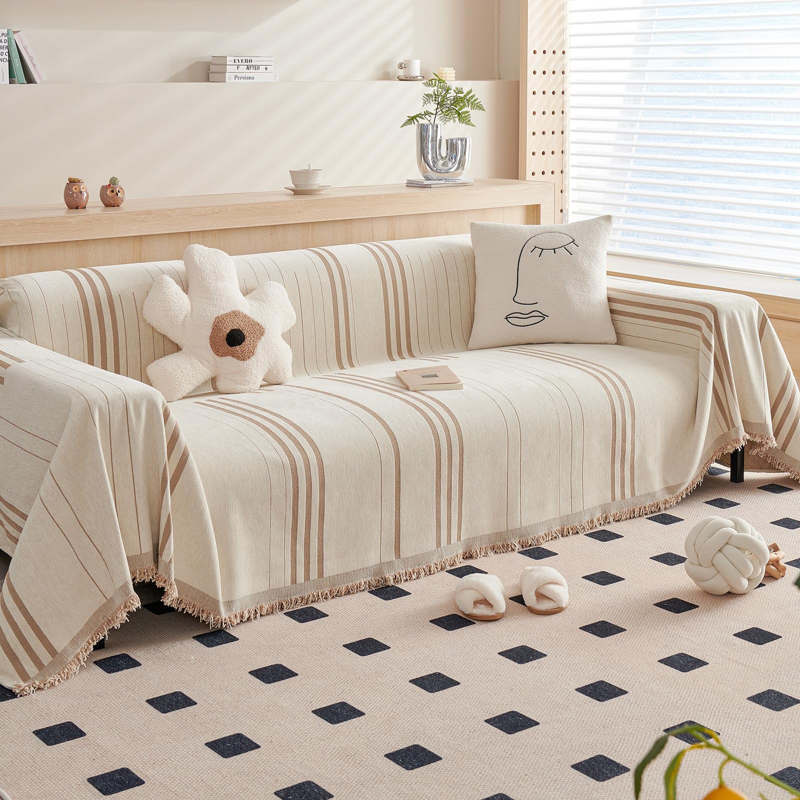 Capa De Sofá Dreamingo, Sofá Lavável De Chenille, Café Bege