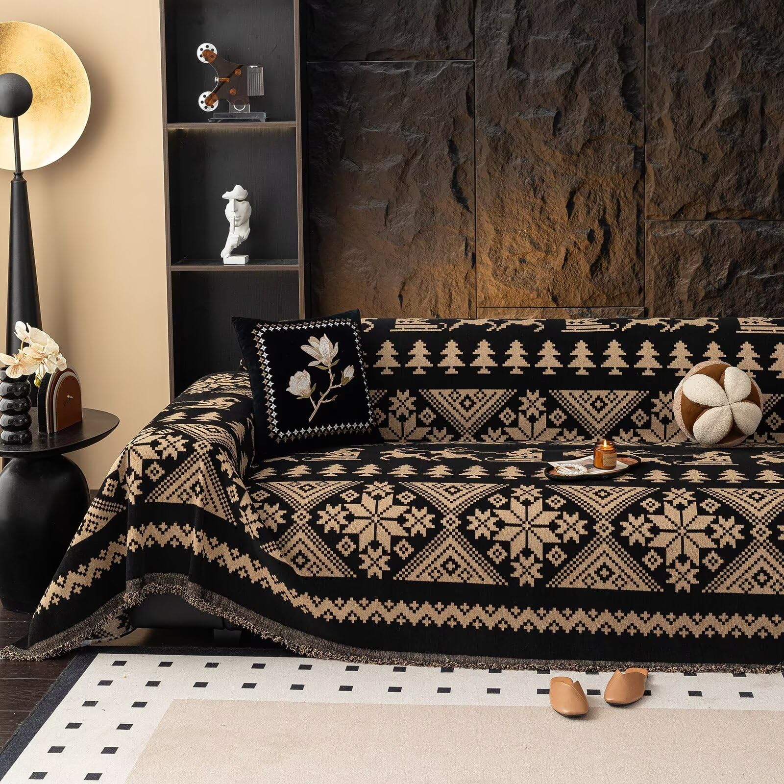 Capa De Sofá Vclife Boho Chenille Para Sofá Secional 71x134cm