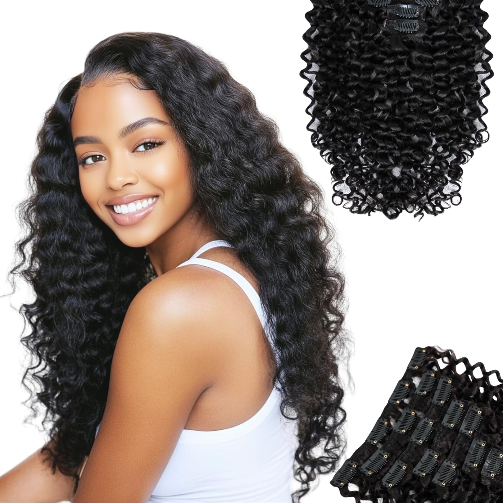 Clipe De Cabelo Em Extensões Siyusi Water Wave 120g 18 Polegadas