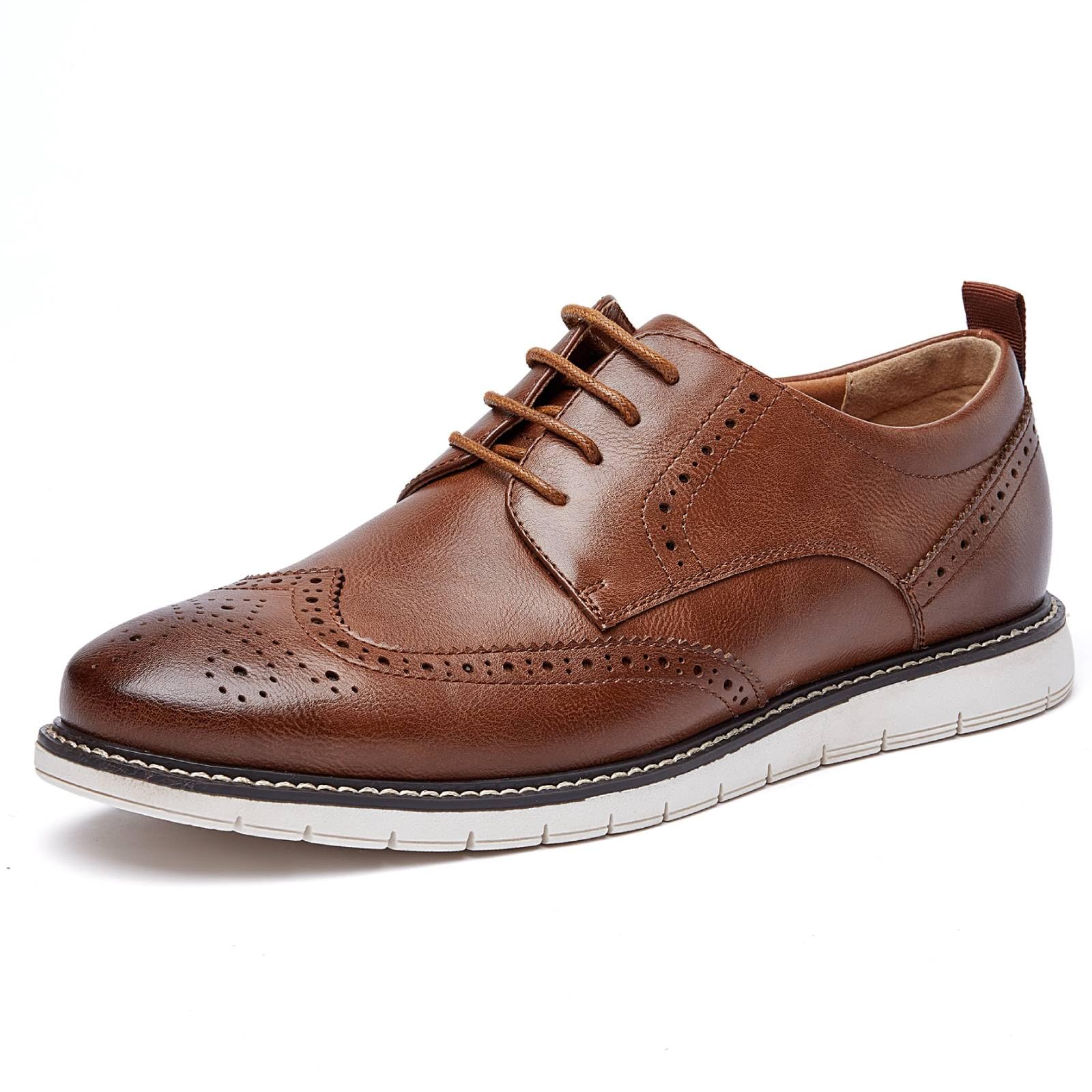 Sapatos Masculinos Temeshu Casuais Oxfords Wingtip, Marrom, Tamanho 40