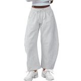 Calça De Moletom Feminina Seekme, Cano, Perna, Casual, Algodão, Branca