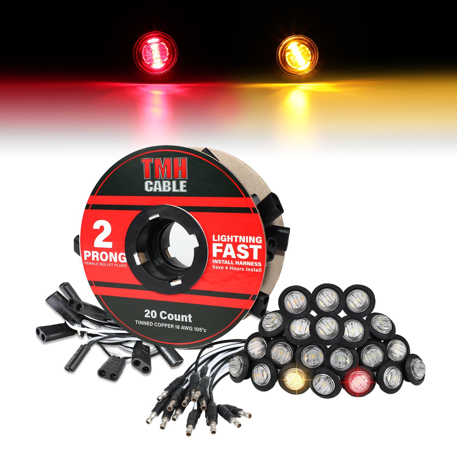 Luzes De Marcação Lateral Tmh, Lente Transparente De 3/4 Polegadas, 20 Unidades Para Caminhão