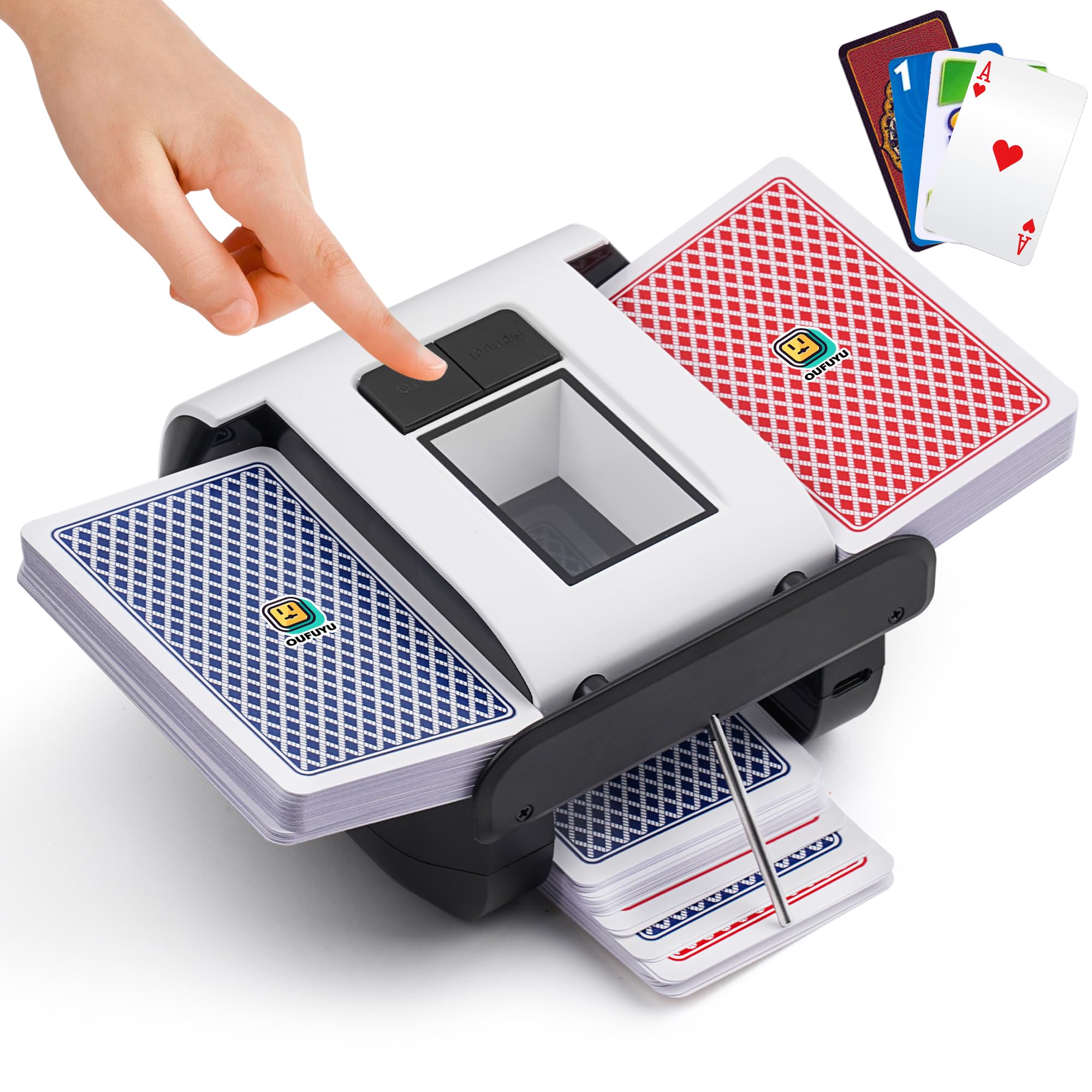 Embaralhador De Cartas Oufuyu Automático Elétrico Para 1-2 Decks 2000mah