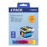 Cartucho De Tinta Wiseta Lc203xl De Alto Rendimento Para Impressora Brother