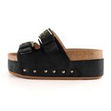 Sandálias Plataforma Heelchic Femininas Chunky Wedges Pretas Tamanho 6