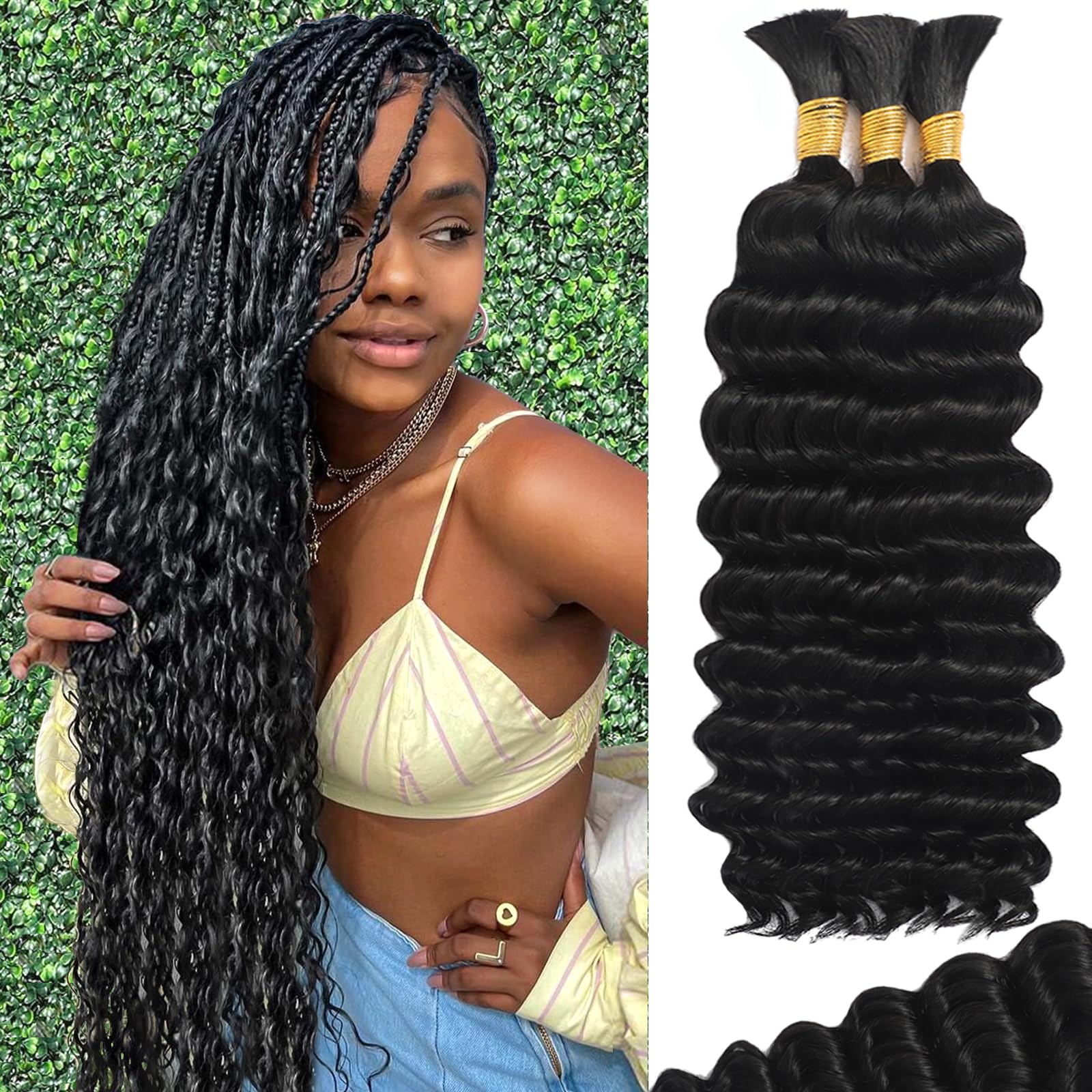 Human Braiding Hair Motfin Boho Braids 20 Polegadas 110g 3 Pacotes