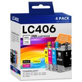 Cartuchos De Tinta Belietop Lc406 Compatíveis Com A Impressora Brother Mfc