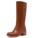 Botas De Cano Alto Até O Joelho Jokacear Saddle, Femininas De Salto Grosso