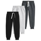 Calças De Moletom Flygo, Pacote Com 3 Corredores Para Meninos E Meninas, Pretas, Cinza Escuro E Cinza Claro