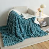 Manta Ukeler Sherpa 150x200cm Com Listra De Bambu Azul