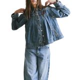 Jaqueta Jeans Cortada Ezapine De Manga Comprida Para Mulheres