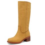 Botas De Cano Alto Jokacear Banana Femininas De Salto Grosso Amarelas