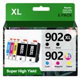 Pacote De 5 Cartuchos De Tinta Gagalay 902xl Para Impressoras Hp Officejet