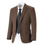 Jaqueta Blazer Herringbone Tweed Wool Blend Para Homens, Marrom