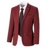 Jaqueta Blazer Herringbone Tweed Wool Blend Para Homens