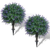 Conjunto De Arbustos De Topiaria Artificial De Lavanda E Buxo Aokiie 22cm