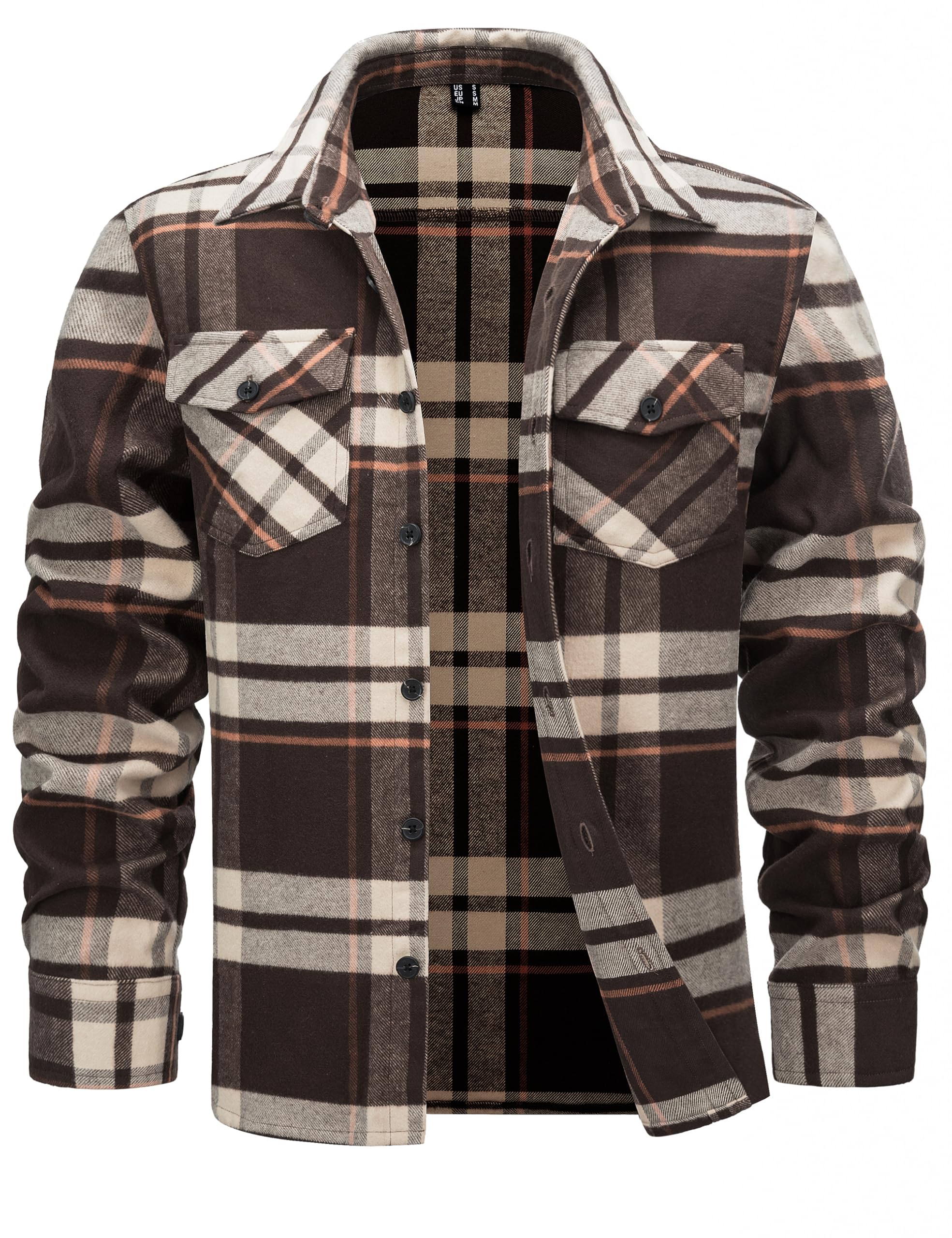 Camisa De Flanela Cotrasen Masculina De Manga Comprida Amarela Marrom S