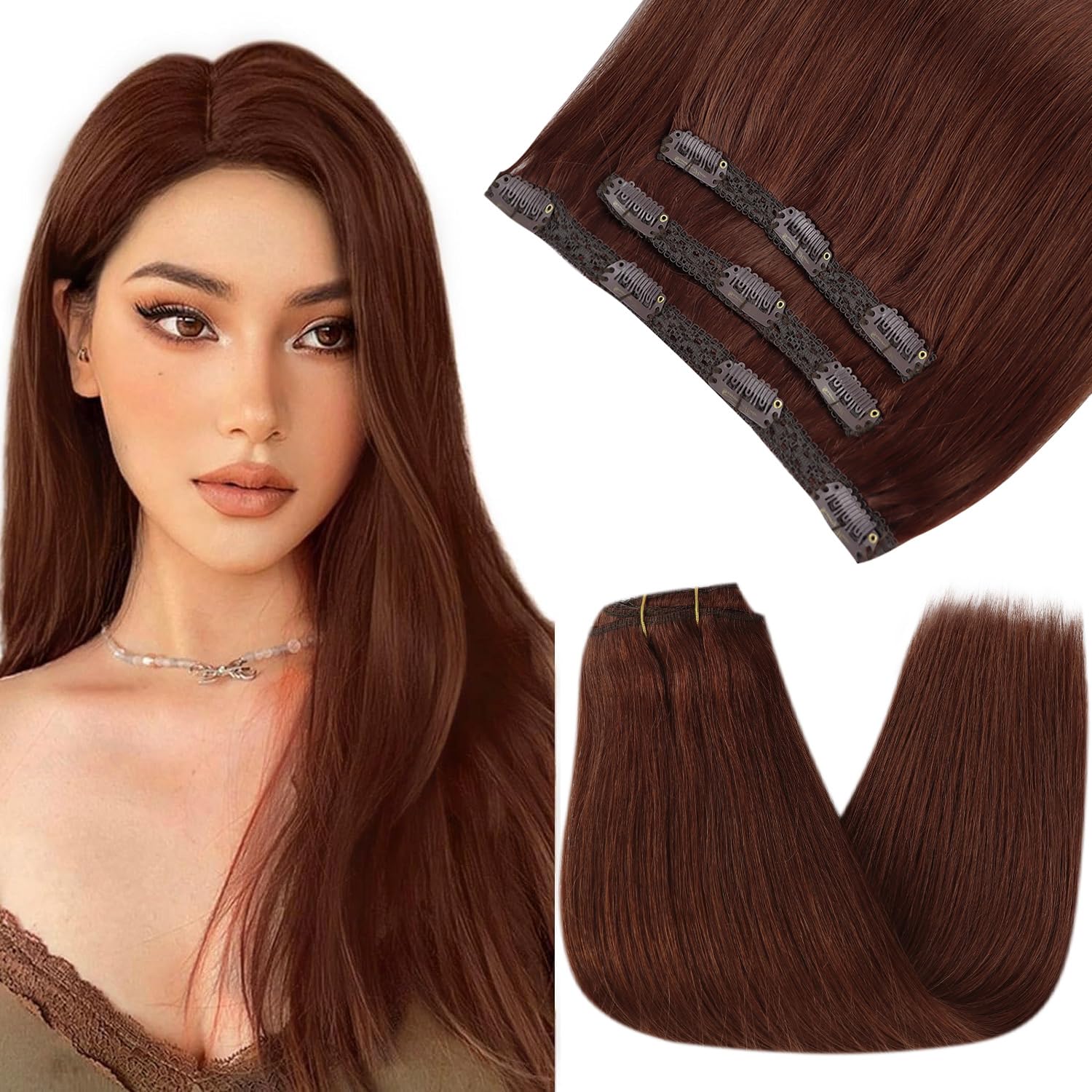 Clipe De Cabelo Em Extensões Sunny Hair Straight Human Hair 18 Polegadas