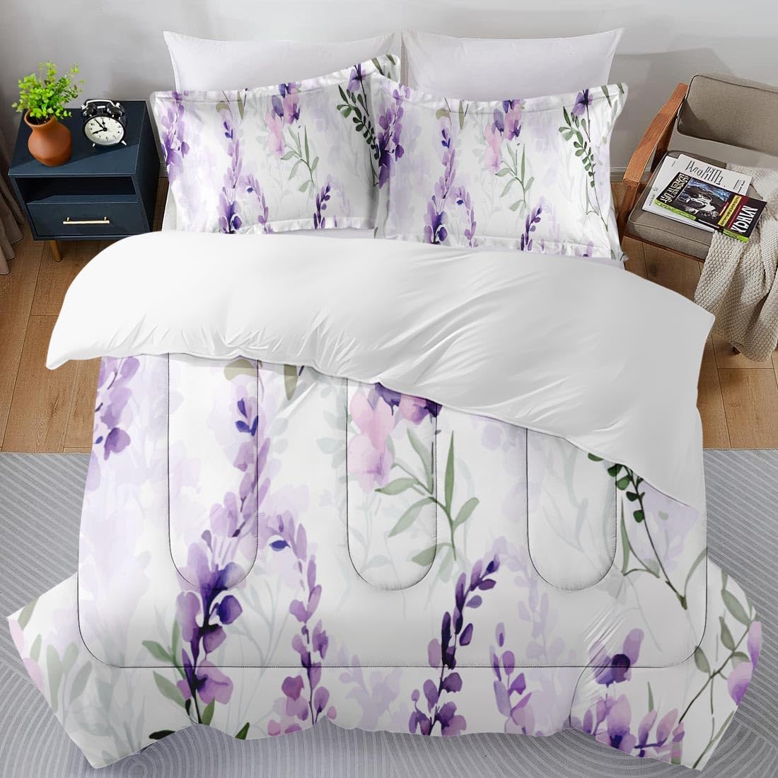 Conjunto De Edredom Sumianyh Queen Size Com 2 Fronhas Roxas