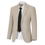 Jaqueta Blazer Herringbone Tweed Wool Blend Para Homens Bege L