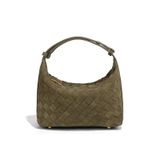 Bolsa De Ombro Rwsefk Luxuosa Em Couro Tecido De Camurça Verde Oliva