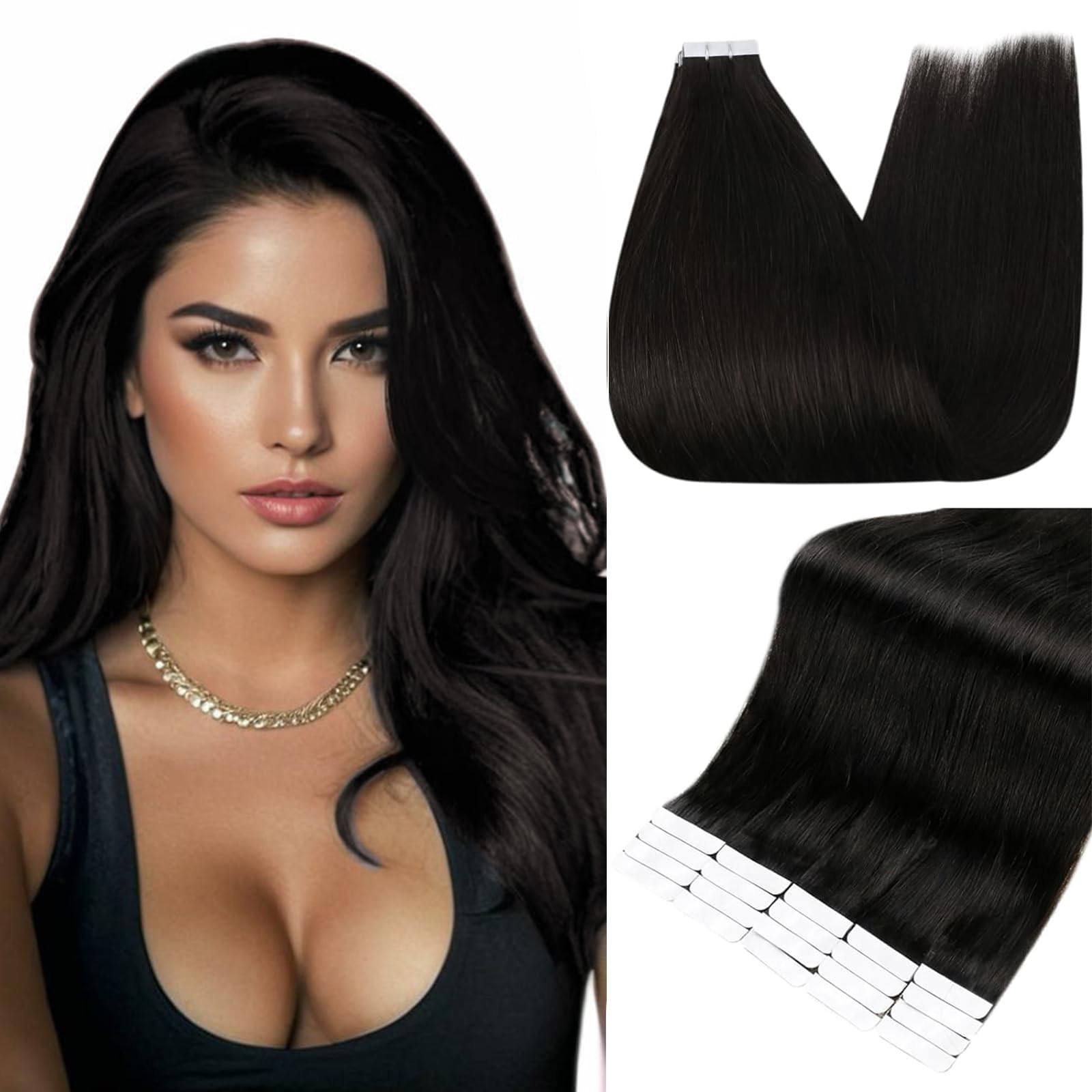 Tape In Hair Extensions Full Shine 40cm 50g 20 Peças 1b