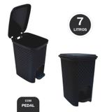 Lixeira 7 Litros Preta Cesto De Lixo Texturizado Com Pedal